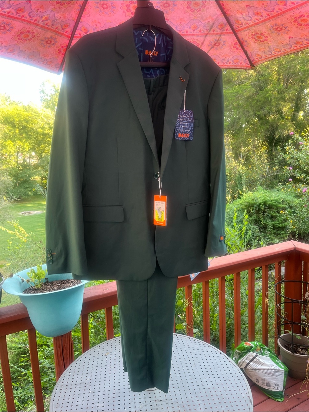 OppoSuits Green Men's Two-Piece Suit Jacket 48 pants 41x32